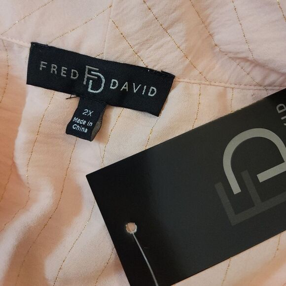 Fred David Tie Front Top Size 2X - Picture 4 of 9